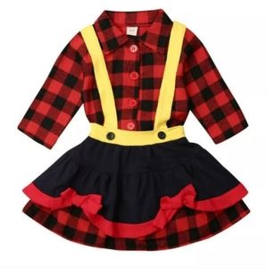 2pc buffalo plaid skirt set size 6-9 months